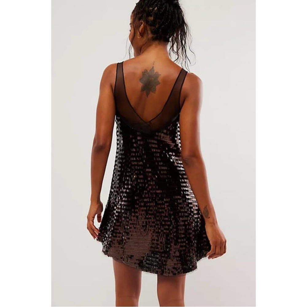 Free People Disco Fever Mini Slip in Black Combo size Large NWT - Picture 2 of 15